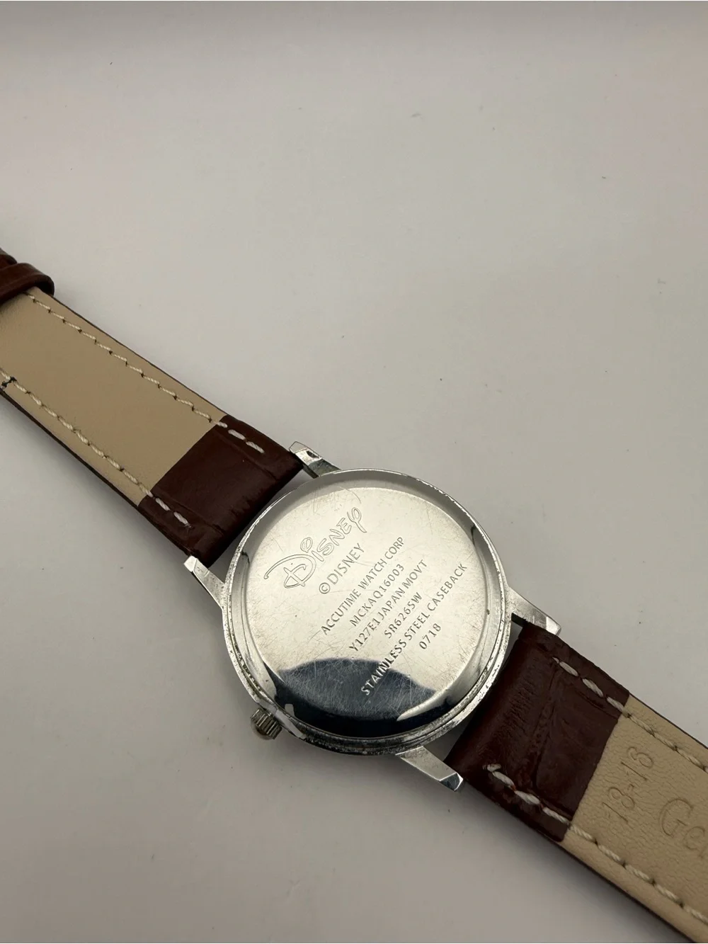 Disney Accutime Unisex Classic Mickey Mouse Watch Brown Band (New Battery)
